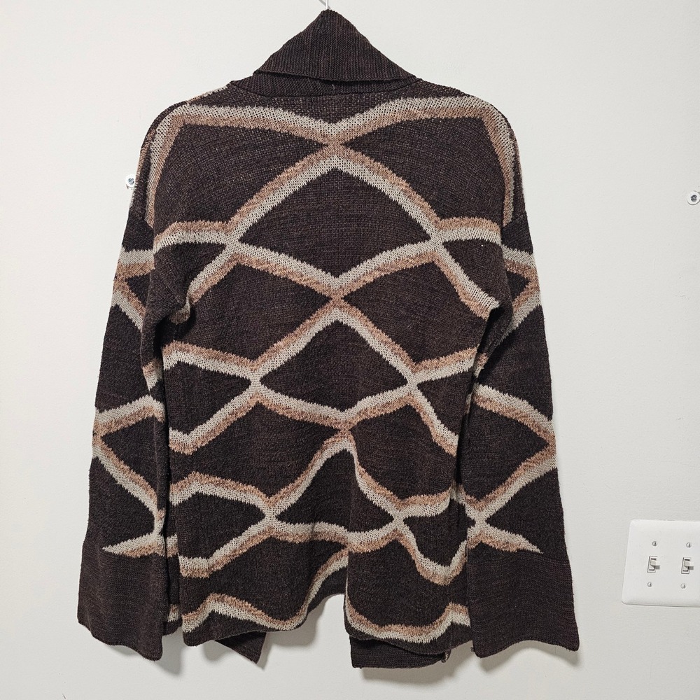 Lauren Ralph Lauren XS Brown Open Front Cardigan Sweater Cotton Linen Western - Picture 2 of 8